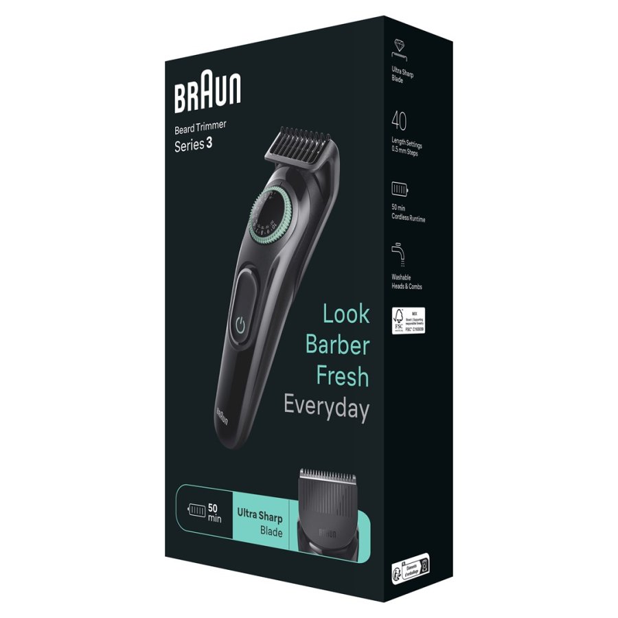 Braun BeardTrimmer 3 BT3421 Batteri 40 2 cm Sort #7