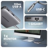 Axagon N HMC-5HL USB 5Gbps hub 2x USB-A HDMI 4k/60Hz RJ-45 GLAN PD 100W kabel USB-C Ledningsfrt USB 3.2 Gen 1 (3.1 Gen 1) Type-C Slv #4