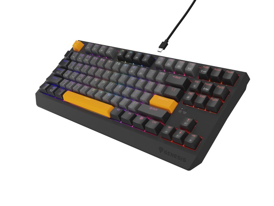 GENESIS Thor 230 TKL tastatur Spil USB + RF Wireless + Bluetooth QWERTY Sort, Gr, Orange #20