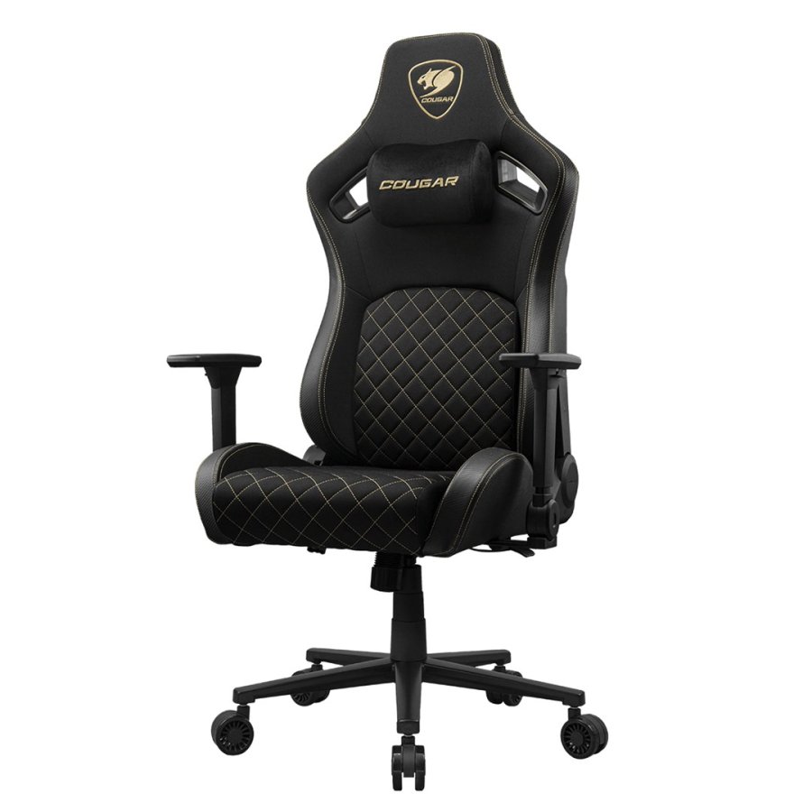 COUGAR CGR-DFF-GLB PC gamingstol Polstret vatteret s�de Sort, Guld #4