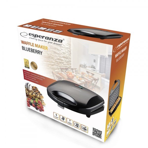 Esperanza EKT008 vaffeljern 2 vaffel/vafler 1000 W Sort #3
