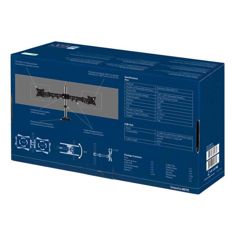 ARCTIC Z2 Pro (Gen 3) skrmbeslag og -stativer 86,4 cm (34