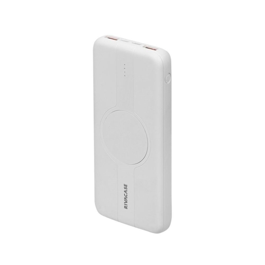 Powerbank RIVACASE 10000 mAh USB-C 20W + Qi 10W hvid (1x USB-C PD 20W, 2 USB-A QC 3.0 18W), hvid #1