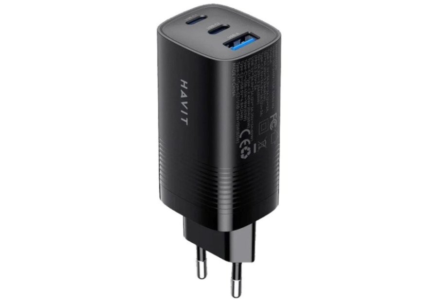 Havit UC20 - GaN 65 W rejseoplader med tre porte, sort #1