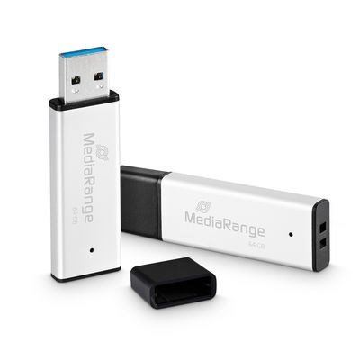 MediaRange MR1901 USB-n�gle 64 GB USB Type-A 3.2 Gen 1 (3.1 Gen 1) Sort, S�lv #1