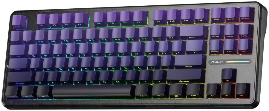 AULA Gasket F87 Pro Tastatur Sort Lilla GrayWoodV4 RGB #3