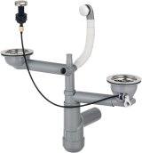 Sifon DEANTE Space-Saver Lux (ZXY_9918) til granitvaske med 1,5 og 2 kummer Gr, Hvid #1