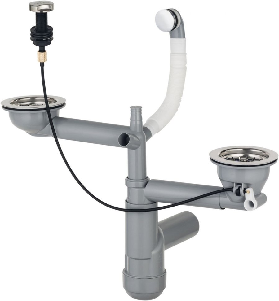 Sifon DEANTE Space-Saver Lux (ZXY_9918) til granitvaske med 1,5 og 2 kummer Gr, Hvid #1