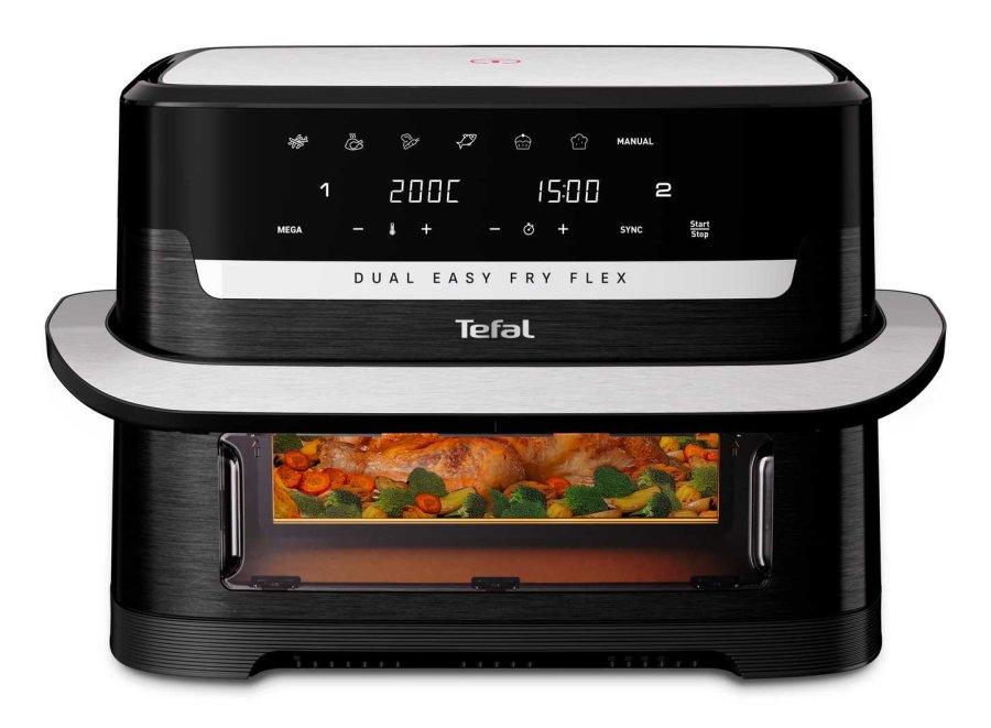 Tefal Dual Easy Fry Flex EY9228 9 L Enkeltst�ende 2700 W Varmluftsteger Sort, Rustfrit st�l #2