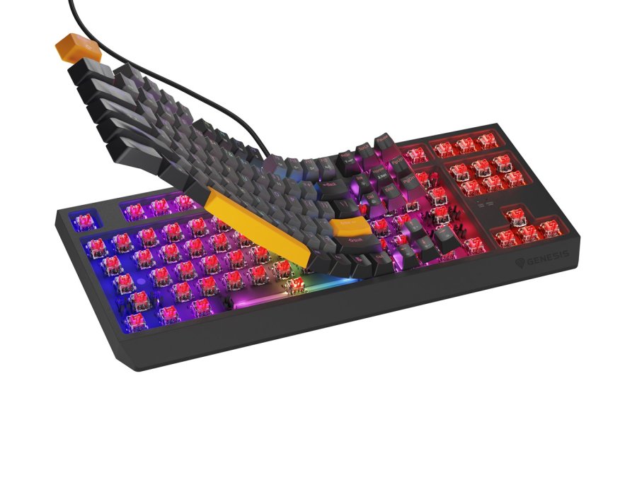 GENESIS Thor 230 TKL tastatur Spil USB + RF Wireless + Bluetooth QWERTY Sort, Gr, Orange #6