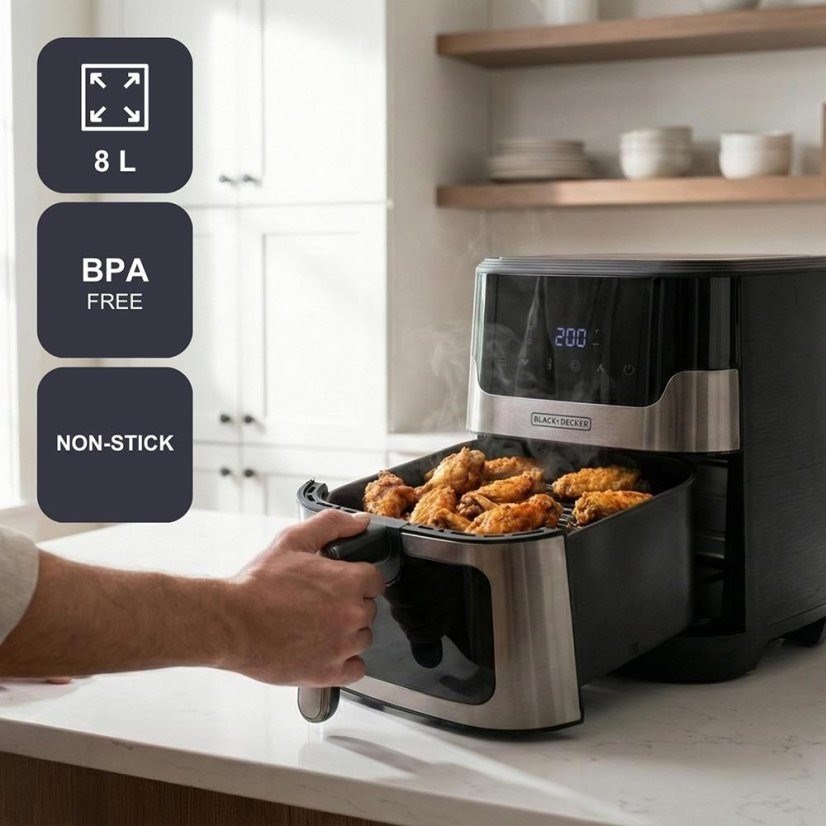 Black+Decker BXAF8001E fedtfri frituregryde, 1700 W, 8 L, sort #2
