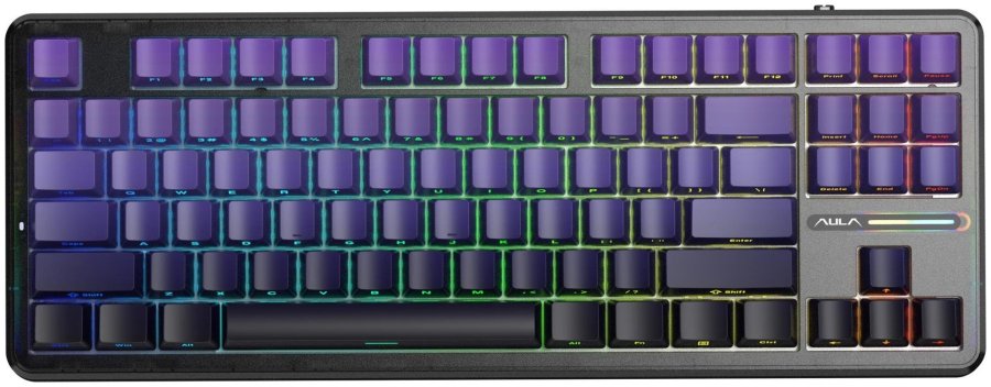 AULA Gasket F87 Pro Tastatur Sort Lilla GrayWoodV4 RGB #1