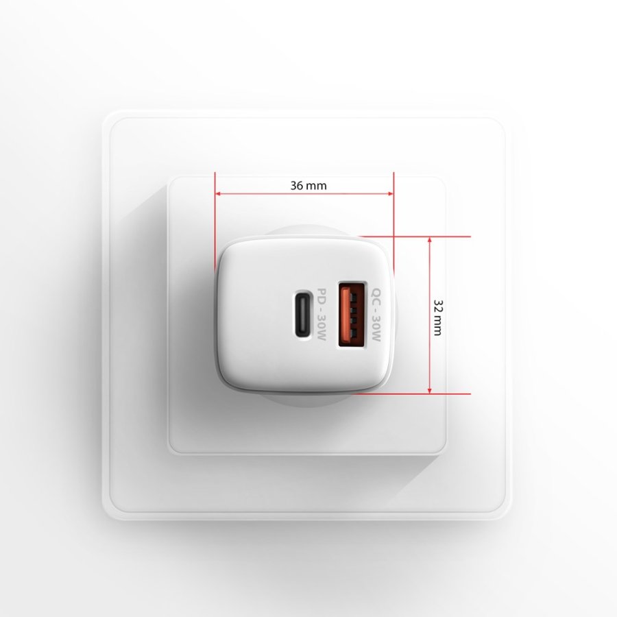 Axagon ACU-PQ30W Ladegert QC3.0.4.0/AFC/FCP/PPS/Apple+ PD USB-C 30W - wei - USB Typ C Mobiltelefon, Smartphone, SmartWatch, Tablet, Universel Hvid Vekselstrm Hurtig opladning Indendrs #9