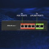 Qoltec 52289 HURTIG Ethernet PoE-SWITCH | 4x RJ45 PoE | 2x RJ45 Uplink | 65W | 10/100 Mb/s #5