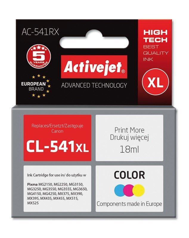 Activejet AC-541RX-blk (Canon CL-541XL-erstatning; Premium; 18 ml; farve) #1
