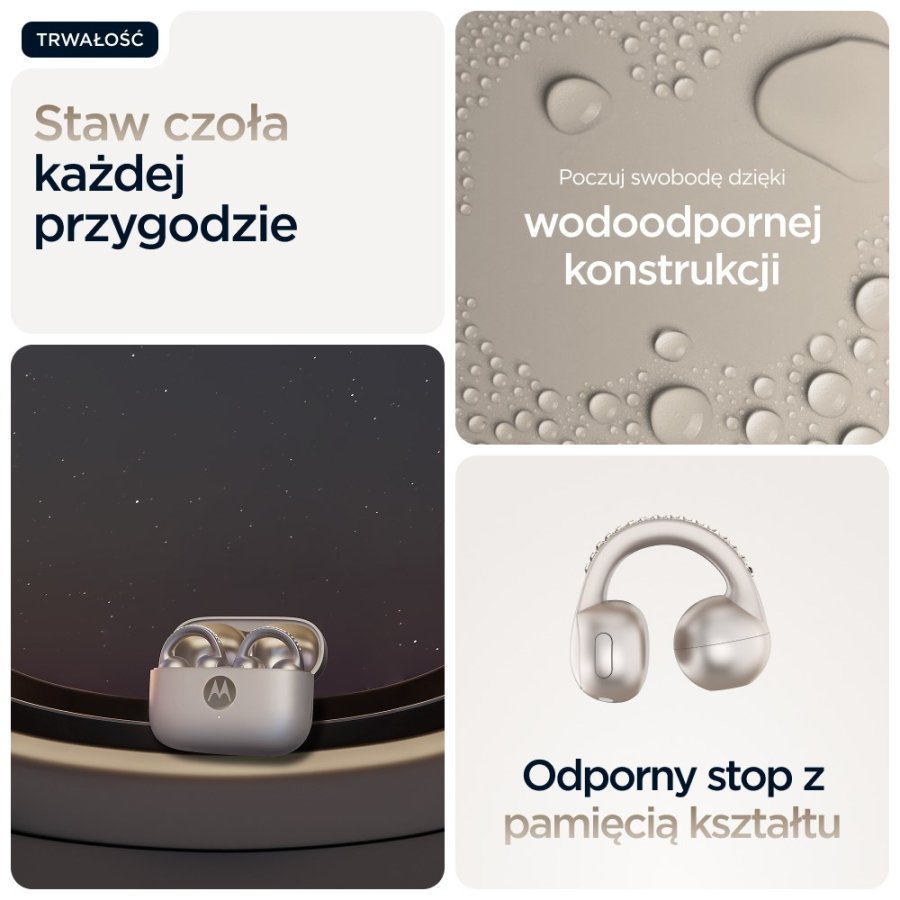 Motorola moto buds loop Headset Trdls re-clip-on Opkald/Musik/Sport/Hverdag Bluetooth Beige #15