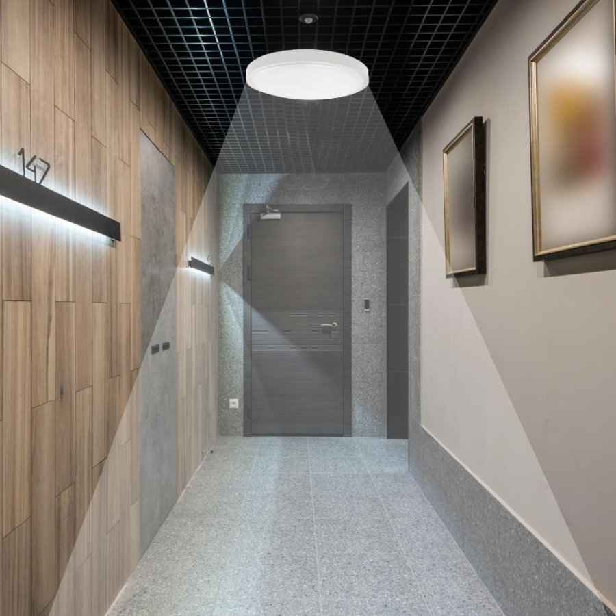 Plafond V-TAC VT-8624S overflademonteret 24W LED IP44 29cm bevgelsesdetektor 3000K 2500lm (SKU 76621) Hvid #5