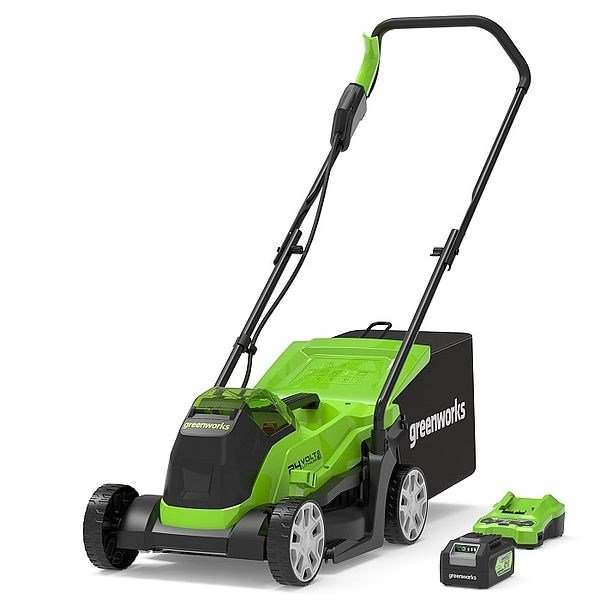 33 cm batteridrevet plneklipper Greenworks GD24LM33K4 - 2516107UB - oplader + 4Ah batterist #1