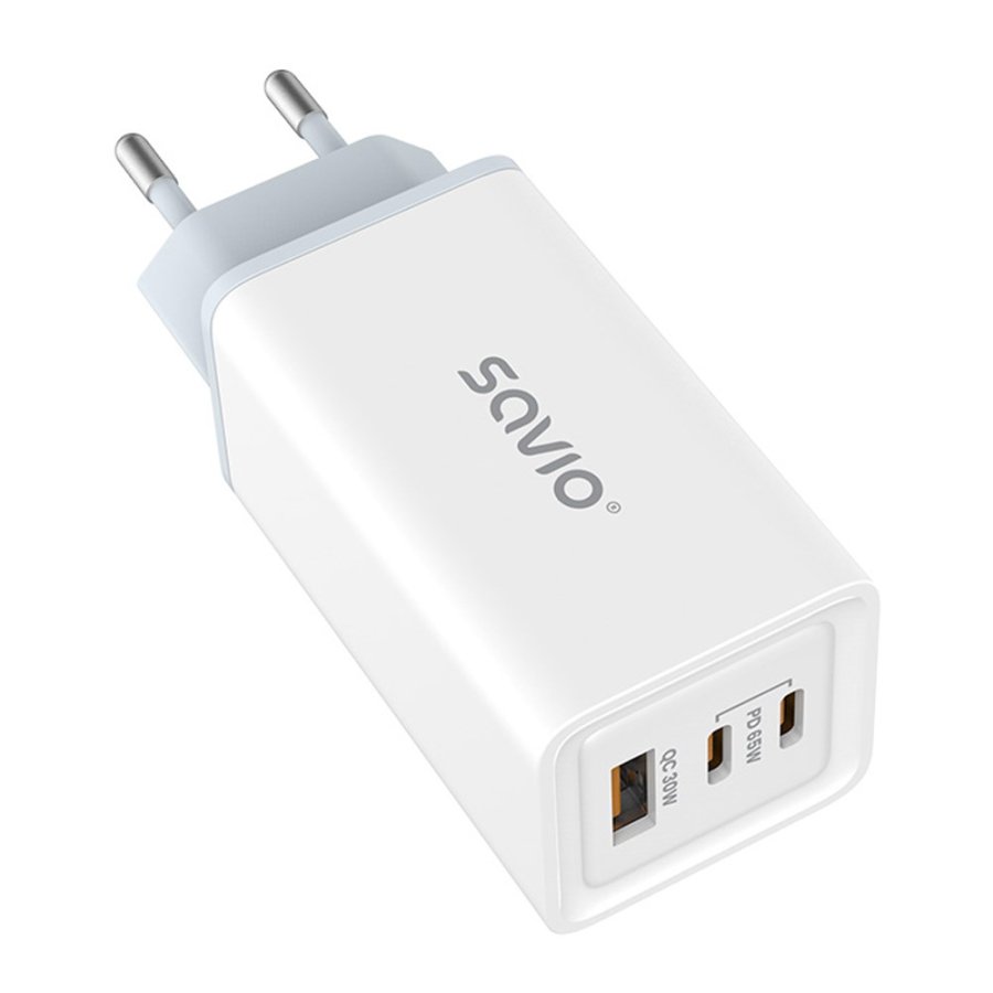 SAVIO LA-07 GaN 65W netoplader, USB, QC4.0+, PD 3.0, hvid #7