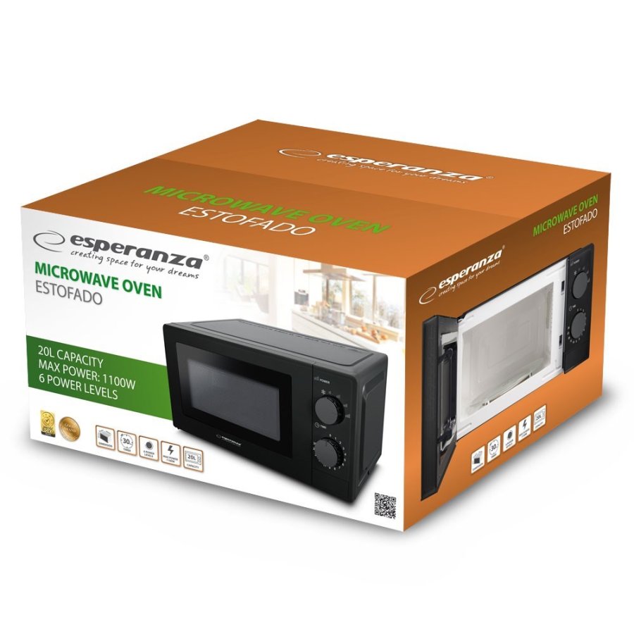 Esperanza ESTOFADO Sort Solo mikroovn Bordplade 20 L 700 W #13