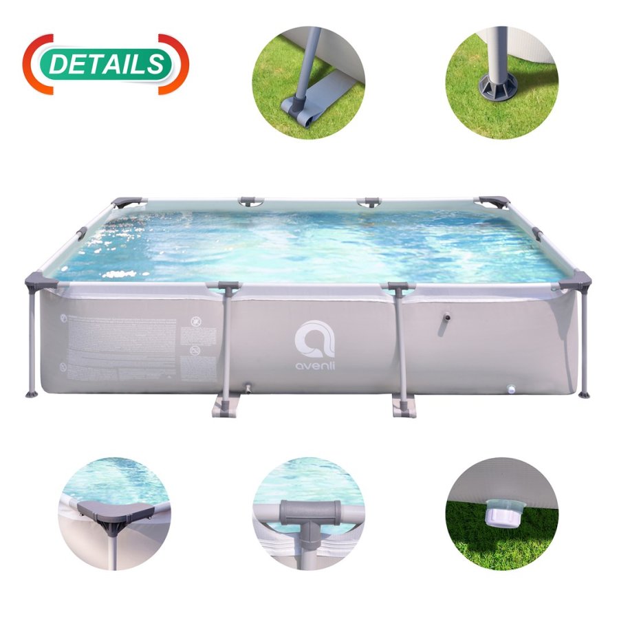 AVENLI-sv�mmebassin med stel, gr�, 300x207x66 #7