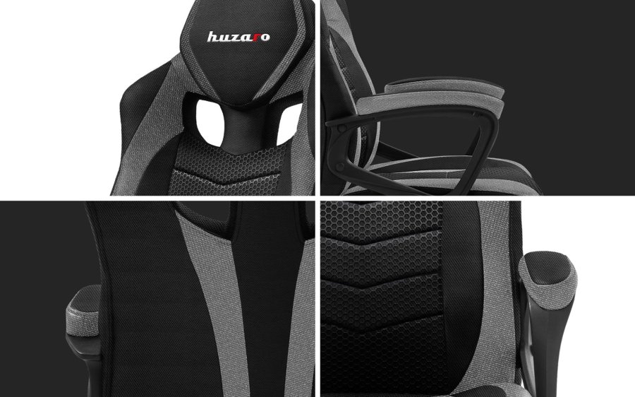 Huzaro FORCE 2.5 GREY MESH Gaming lnestol Trdsde Sort, Gr #8