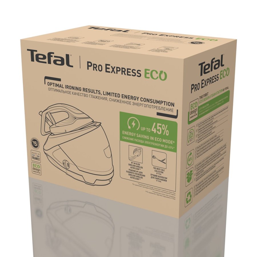 Tefal Pro Express Eco GV9E22E0 Dampstrygning station 2200 W 1,8 L Durilium AirGlide Autoclean soleplate Beige, Hvid #6