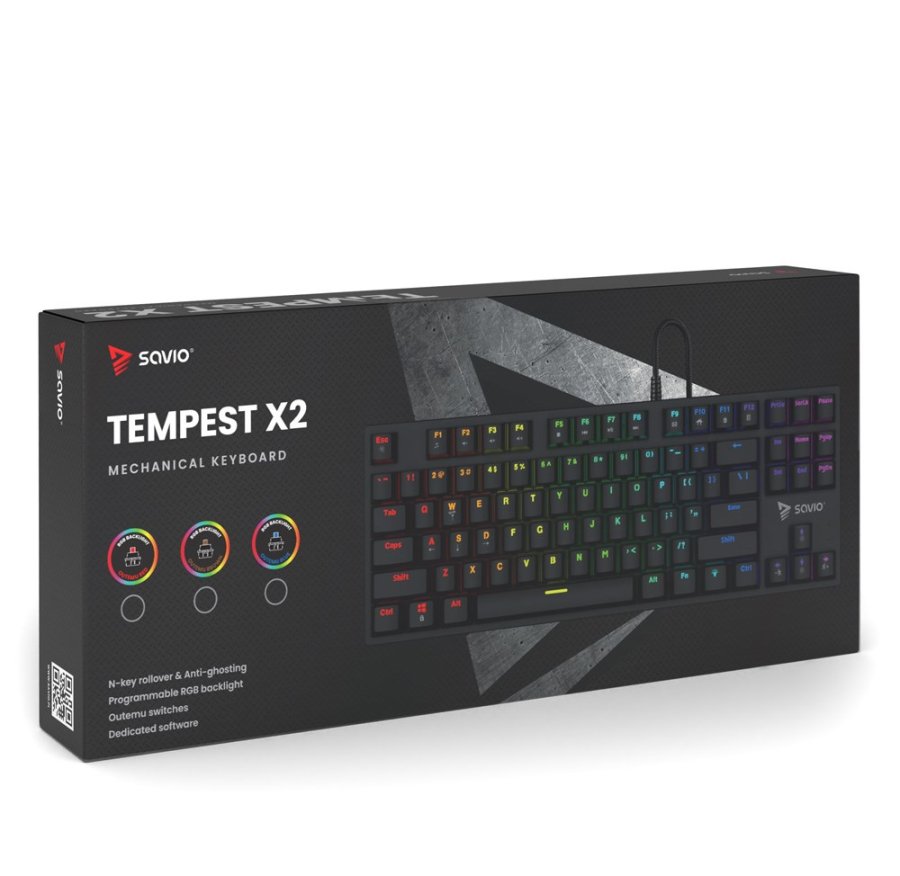 Savio Tempest x2 RGB mekanisk tastatur, Outemu RED #6
