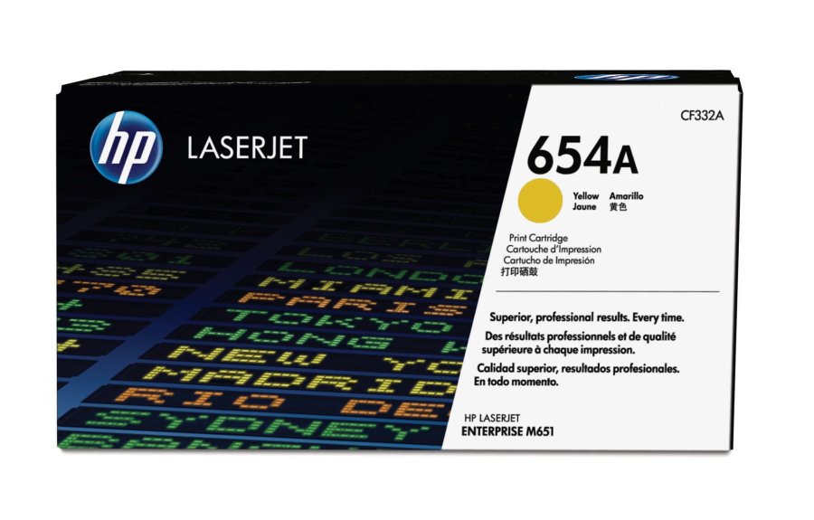 HP Original 654A LaserJet-tonerpatron, gul #1