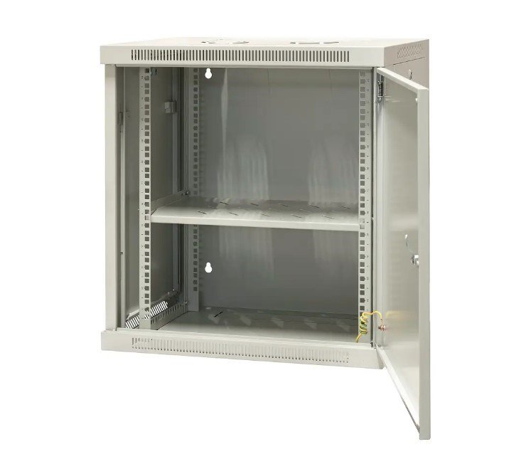 EMITERNET Single wall-mounted cabinet 19'' 12U, full sheet metal door, 600�450�635mm width/depth/height. EM/AP6412-B #2
