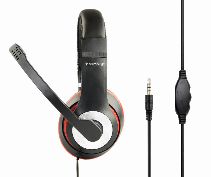 Gembird MHS-03-BKRD hovedtelefoner/headset Ledningsfrt Spil Sort, Rd #3