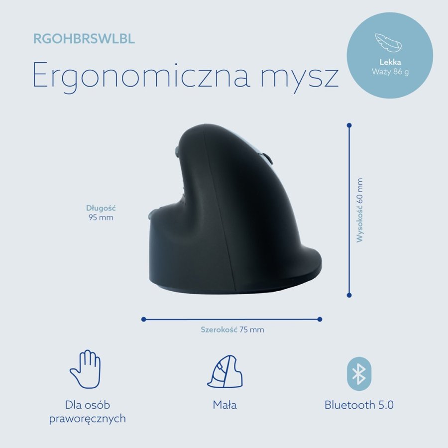 R-Go Tools Ergonomische muis R-Go HE Break met pauzesoftware, small (handlengte 165 mm), rechtshandig, 3-in-1 connectie, zwart #12