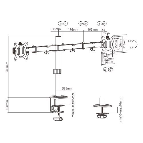 Gembird MA-D2-01 skrmbeslag og -stativer 81,3 cm (32