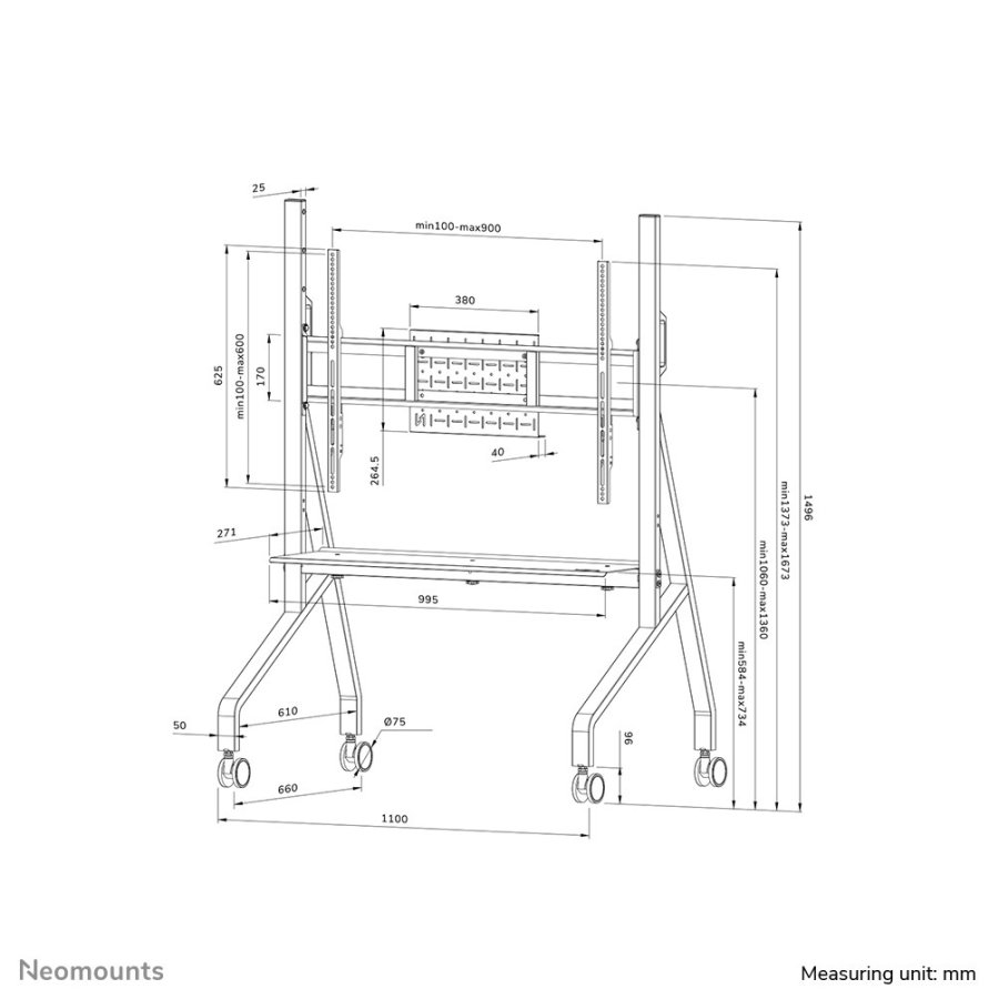 Neomounts FL50-525WH1 multimedie vogn & stand Hvid Fladt panel Multimedie trolley #16