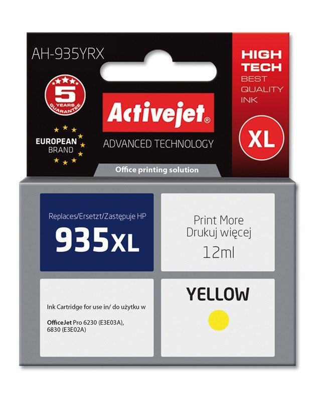 Activejet AH-935YRX blk (erstatning HP 935XL C2P26AE; Premium; 12 ml; gul) #1
