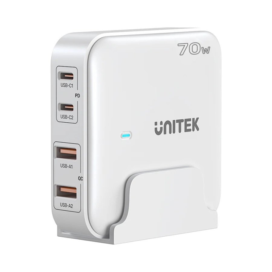 GaN-netoplader - Unitek P1228AWH01-EU | 70W 2x USB-C 2x USB-A #1