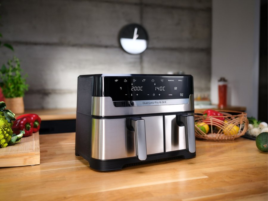 Tefal Dual Easy Fry & Grill EY905D Dobbelt 8,3 L Enkeltstende 2700 W Varmluftsteger Rustfrit stl #4