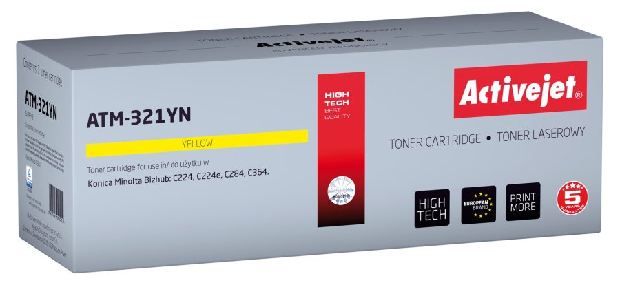 Activejet ATM-321YN tonerkassette (erstatning Konica Minolta TN321Y; Supreme; 25000 sider; gul) #1