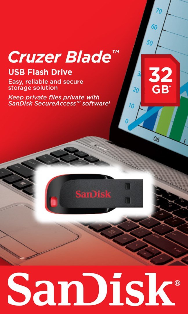 SanDisk Cruzer Blade USB-ngle 32 GB USB Type-A 2.0 Sort, Rd #3