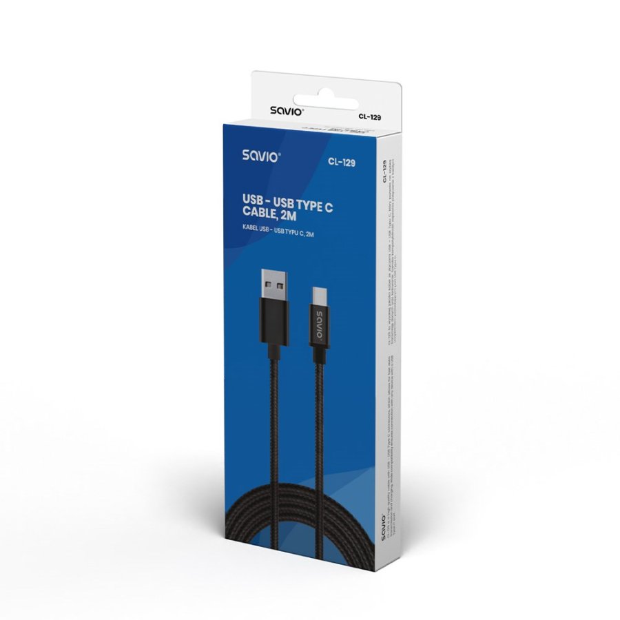 Savio CL-129 USB-kabel 2 m USB 2.0 USB A USB C Sort #4