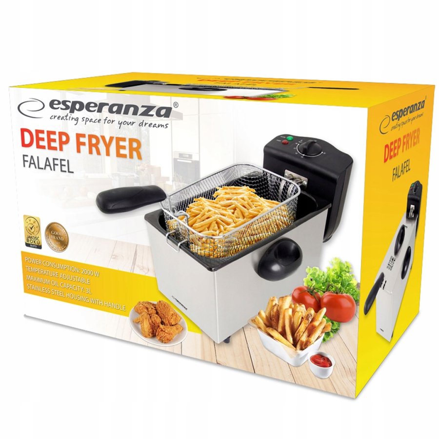 Esperanza FALAFEL Enkelt 3 L Enkeltstende 2200 W Frituregryde Sort, Hvid #15