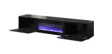RTV-skab SLIDE 200K med elektrisk pejs 200x40x37 cm, alt i sort blank lak #2