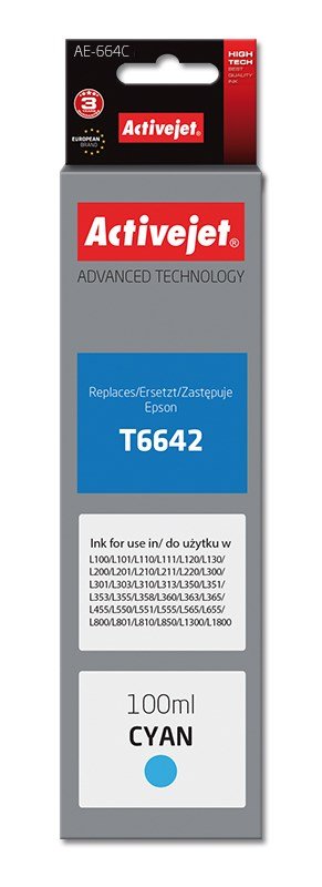 Activejet AE-664C blkflaske til Epson-printer, erstatning Epson T6642; Supreme; 100 ml; bl #1