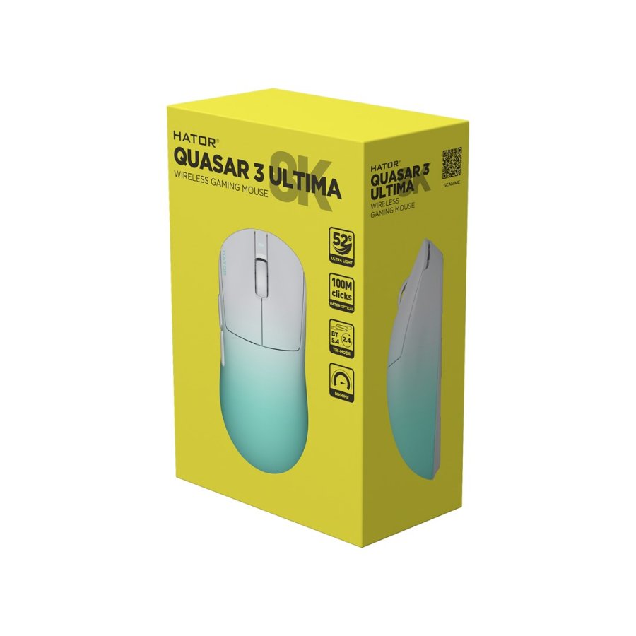 HATOR Quasar 3 Ultima 8K Wireless mus Spil H�jre h�nd RF Wireless + Bluetooth + USB Type-C Optisk 30000 dpi #4