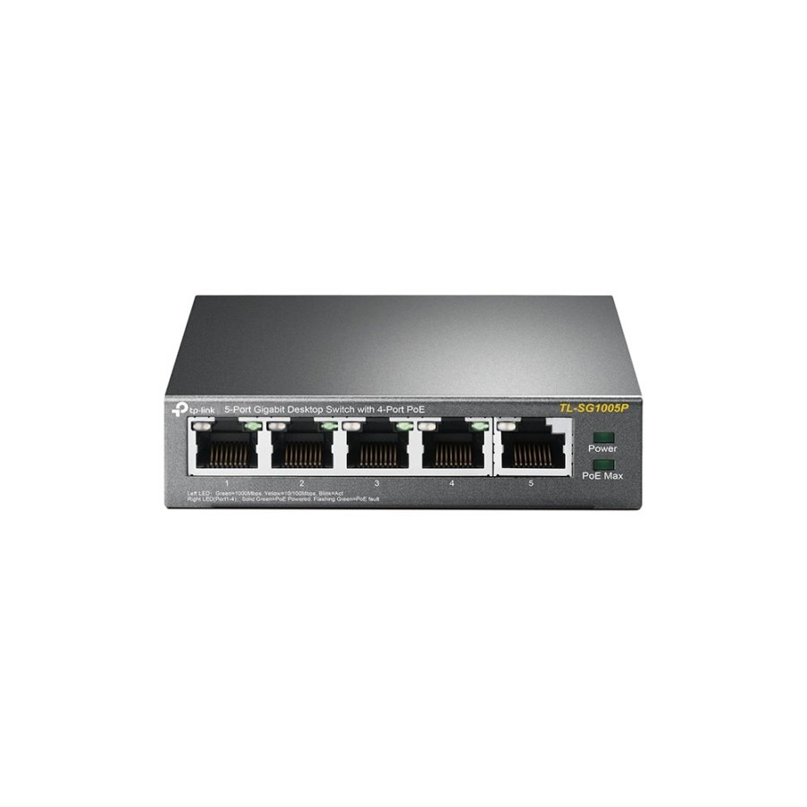 TP-Link TL-SG1005P Ikke administreret Gigabit Ethernet (10/100/1000) Str�m over Ethernet (PoE) Sort #1