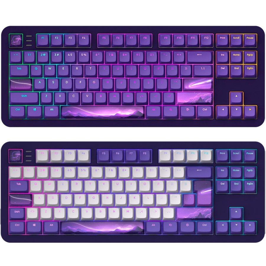Dark Project ALU87B Celestial, G3MS Voidstone Switch, UK/DE/AT/ES/IT/FI/NO/SE/DK tastatur Spil USB QWERTZ Dansk, Engelsk, Tysk, Italiensk, Nordisk, Norsk, Spansk, Svensk, UK engelsk Lilla #5