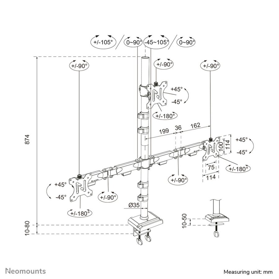 Neomounts DS60-600BL2-1 sk�rmbeslag og -stativer 81,3 cm (32