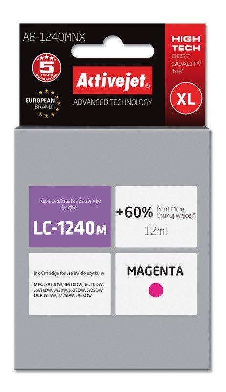 Activejet AB-1240MNX (erstatning Brother LC1240M/1220M; Supreme; 12 ml; rd) #1