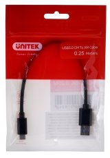 UNITEK KABEL USB-C - USB-A 3.1,M/M,0,25M, Y-C490BK #1