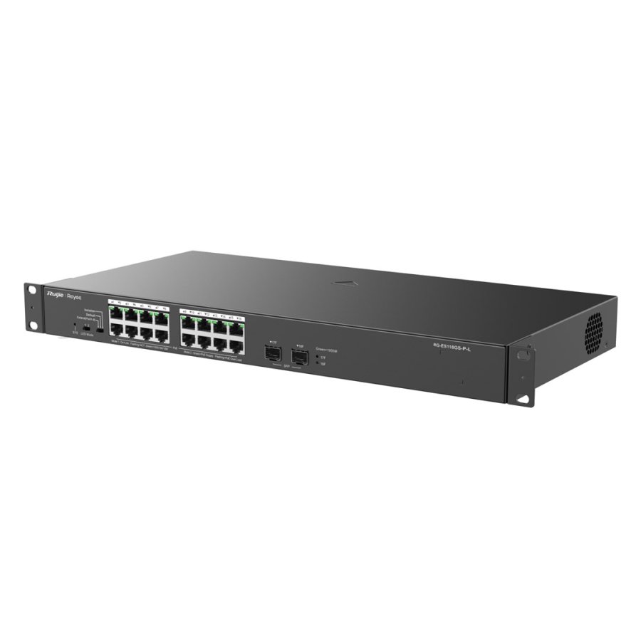 Ruijie Networks RG-ES118GS-P-L netv�rksswitch Ikke administreret L2 Gigabit Ethernet (10/100/1000) Str�m over Ethernet (PoE) Sort #3
